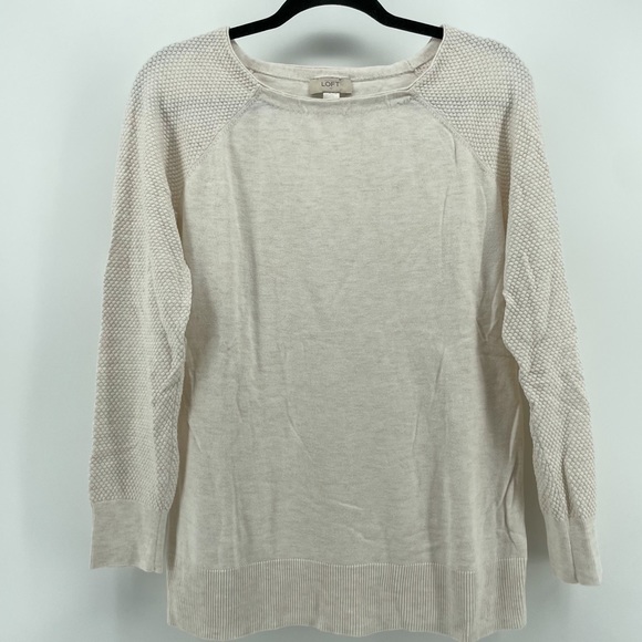 Loft Cream Knit Lightweight Sweater L - Picture 1 of 4